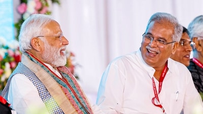 Prime Minister Narendra Modi with Chhattisgarh Chief Minister Bhupesh Baghel during the inauguration and foundation stone laying ceremony of several developmental projects, in Raipur, Friday, July 7, 2023. (PTI) Prime Minister Narendra Modi with Chhattisgarh Chief Minister Bhupesh Baghel during the inauguration and foundation stone laying ceremony of several developmental projects, in Raipur, Friday, July 7, 2023. (PTI)