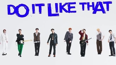 TXT and the Jonas Brothers team up for an electrifying collaboration, releasing the track "Do It Like That" produced by Ryan Tedder. (HYBE) TXT and the Jonas Brothers team up for an electrifying collaboration, releasing the track "Do It Like That" produced by Ryan Tedder. (HYBE)