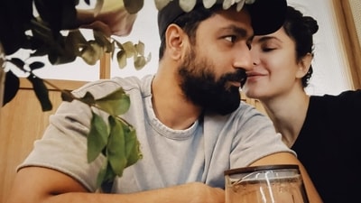 Katrina Kaif shares mushy photo with husband Vicky Kaushal. Katrina Kaif shares mushy photo with husband Vicky Kaushal.