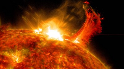 Sun constantly emits solar material into space – both in a steady flow and sometimes, more energetic bursts from solar eruptions, called solar storms. (Nasa) Sun constantly emits solar material into space – both in a steady flow and sometimes, more energetic bursts from solar eruptions, called solar storms. (Nasa)