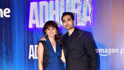 The star cast of the Prime Video web series -- Rashika Dugal and Ishwak Singh -- also attended the star-studded screening. Adhura is a supernatural thriller set in an elite boarding school. It was released on July 7 and also features Shrenik Arora, Rahul Dev, Poojan Chhabra, Medha Agrawal, Zoa Morani, Priya Banerjee and others. The star cast of the Prime Video web series -- Rashika Dugal and Ishwak Singh -- also attended the star-studded screening. Adhura is a supernatural thriller set in an elite boarding school. It was released on July 7 and also features Shrenik Arora, Rahul Dev, Poojan Chhabra, Medha Agrawal, Zoa Morani, Priya Banerjee and others. 