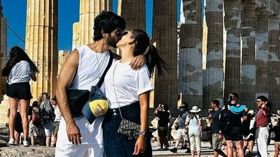 Shahid Kapoor and Mira Rajput kiss in new photo as they mark their 8th wedding anniversary. Shahid Kapoor and Mira Rajput kiss in new photo as they mark their 8th wedding anniversary.