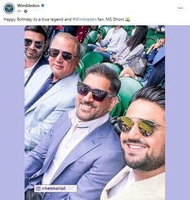 Wimbledon's post on MS Dhoni Wimbledon's post on MS Dhoni