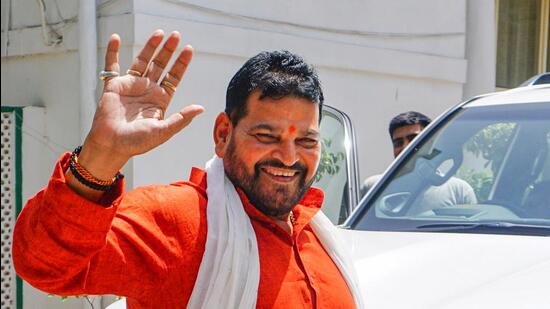 BJP MP and Wrestling Federation of India (WFI) chief Brij Bhushan Sharan Singh has been summoned by a Delhi court on July 18 (PTI File Photo)