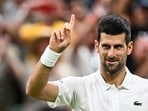 Serbia's Novak Djokovic celebrates winning against Stan Wawrinka during their men's singles tennis match on the fifth day of the 2023 Wimbledon Serbia's Novak Djokovic celebrates winning against Stan Wawrinka during their men's singles tennis match on the fifth day of the 2023 Wimbledon