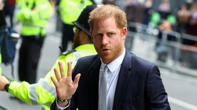 Britain's Prince Harry, Duke of Sussex steps out of a car, outside the Rolls Building of the High Court in London. (Reuters)