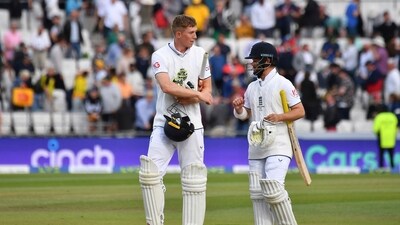 3rd Ashes Test: Openers Zak Crawley (9*) and Ben Duckett (18*) survived as England posted 27/0 at Stumps, and will need 224 runs to win on Day 4. (AP) 3rd Ashes Test: Openers Zak Crawley (9*) and Ben Duckett (18*) survived as England posted 27/0 at Stumps, and will need 224 runs to win on Day 4. (AP)