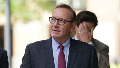 Actor Kevin Spacey arrives at Southwark Crown Court where he is accused of sexual offenses against four men while he worked at the Old Vic Theatre in London, Thursday July 6, 2023. (Lucy North/PA via AP) (AP) Actor Kevin Spacey arrives at Southwark Crown Court where he is accused of sexual offenses against four men while he worked at the Old Vic Theatre in London, Thursday July 6, 2023. (Lucy North/PA via AP) (AP)