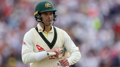 Alex Carey walks after losing his wicket (Reuters)