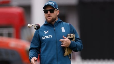 England head coach Brendon McCullum during practice (Reuters)