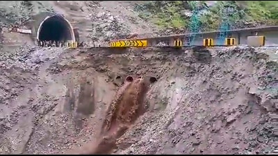 Landslides hit several areas after heavy monsoon rains, due to which the Jammu-Srinagar national highway and the Mughal Road temporarily suspended for traffic movement on Saturday. (PTI) Landslides hit several areas after heavy monsoon rains, due to which the Jammu-Srinagar national highway and the Mughal Road temporarily suspended for traffic movement on Saturday. (PTI)