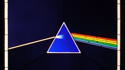 Reproduction of the cover artwork for 'The Dark Side of the Moon' in stained glass, displayed at the 2017 exhibition at the Victoria and Albert Museum, London, titled Pink Floyd: Their Mortal Remains. The album, shortened to DSOTM, turned 50 this year. Reproduction of the cover artwork for 'The Dark Side of the Moon' in stained glass, displayed at the 2017 exhibition at the Victoria and Albert Museum, London, titled Pink Floyd: Their Mortal Remains. The album, shortened to DSOTM, turned 50 this year.