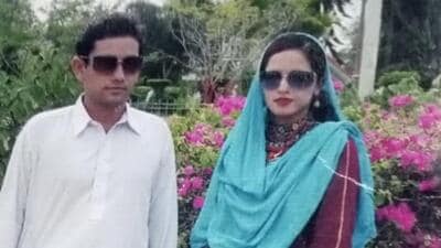 Seema Ghulam Haider, the 27-year-old woman who was arrested two days ago by the Gautam Budh Nagar police on charges of entering the country illegally. (HT Photo)