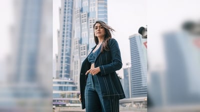 Mrunal Thakur posed for the camera as she takes over the streets of Dubai in her all denim attire. (Instagram/@mrunalthakur) Mrunal Thakur posed for the camera as she takes over the streets of Dubai in her all denim attire. (Instagram/@mrunalthakur)
