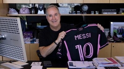 Jorge Mas, Inter Miami owner, flaunts the Messi jersey Jorge Mas, Inter Miami owner, flaunts the Messi jersey