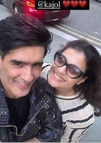 Manish Malhotra posted a picture with Kajol from London Manish Malhotra posted a picture with Kajol from London