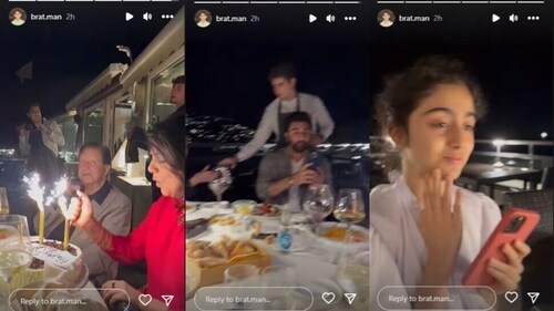 Ranbir clicked pictures as Neetu cut her cake. Ranbir clicked pictures as Neetu cut her cake.