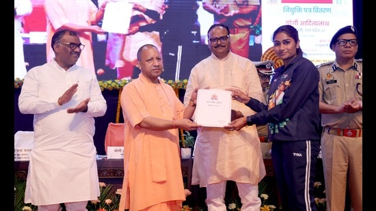 Yogi added sports grounds were being readied in every village panchayat at a war footing to encourage young athletes. He added the revenue department was performing land exchanges for the purpose, and the sports grounds were being established near schools. (Sourced)