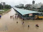Waterlogging at Subhash Chowk In Gurugram on Sunday. (Parveen Kumar/HT) Waterlogging at Subhash Chowk In Gurugram on Sunday. (Parveen Kumar/HT)