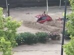 Several videos went viral on social media showing people clinging on to the roof of their cars as their vehicles are being washed away by the raging water.