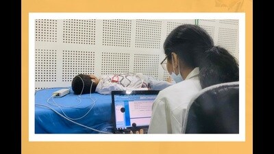 In Sitapur, the audiologist is working without a soundproof room to assess patients who are referred from the department of otolaryngology (ENT). (HT FILE)