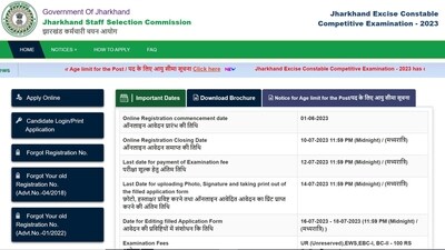 JSSC JECCE 2023: Last date to register for Excise Constable July 10 JSSC JECCE 2023: Last date to register for Excise Constable July 10
