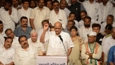 NCP chief Sharad Pawar during the party meeting at YB Chavan Centre, at Nariman Point, in Mumbai on July 5. (HT FILE PHOTO) NCP chief Sharad Pawar during the party meeting at YB Chavan Centre, at Nariman Point, in Mumbai on July 5. (HT FILE PHOTO)