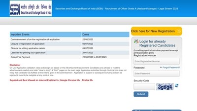 SEBI Assistant Manager Recruitment 2023: Today last date to apply at sebi.gov.in SEBI Assistant Manager Recruitment 2023: Today last date to apply at sebi.gov.in