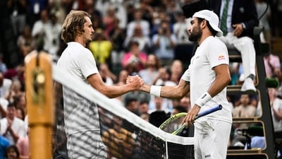 Matteo Berrettini shakes hands after winning against Alexander Zverev (AFP) Matteo Berrettini shakes hands after winning against Alexander Zverev (AFP)