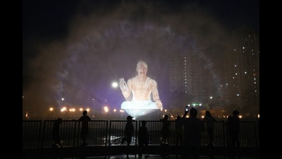 The distinct zones feature a Vedic-themed laser and sound shows for audiences at 7.45pm daily. (Sunil Ghosh/HT Photo)