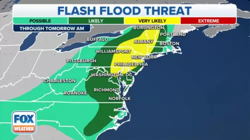 Most major cities along Interstate 95 are under the Flood Watch. (Fox Weather) Most major cities along Interstate 95 are under the Flood Watch. (Fox Weather)