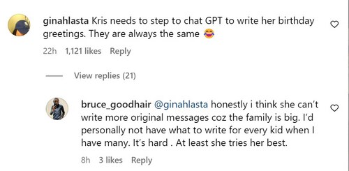 Fans commented on Kris's post wishing Happy Birthday to granddaughter Penelope. (Instagram) Fans commented on Kris's post wishing Happy Birthday to granddaughter Penelope. (Instagram)