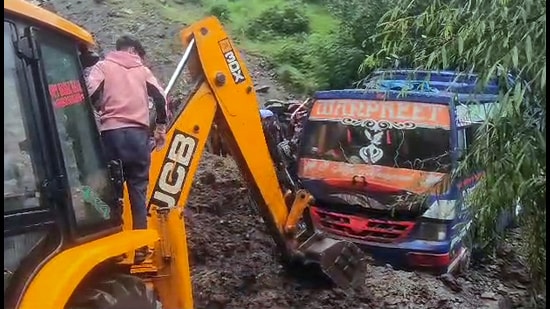 A rescue operation was launched and four trapped people were rescued and rushed to Sub District Hospital Gandoh. (ANI Photo)