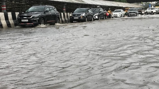 According to data from the district administration, Gurugram received 71 mm rainfall till 8am on Sunday.(Parveen Kumar/HT)