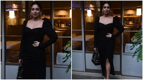 Bhumi Pednekar's black gown is the perfect weekend evening outfit (HT Photos/Varinder Chawla)