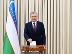 Uzbekistan's President and presidential candidate Shavkat Mirziyoyev votes in the country's presidential election in Tashkent on Sunday.