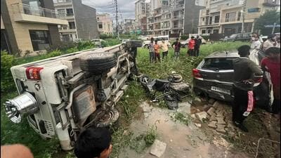 A 52-year-old man was crushed to death while two others were injured after a speeding Mahindra Bolero SUV rammed into a parking lot of a Shia Mosque located in Sector 78 on Sunday evening. (HT File)