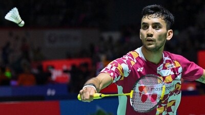 Lakshya Sen hits a return against Kidambi Srikanth during their men's singles match at the Indonesia Open badminton tournament in Jakarta. (AFP) Lakshya Sen hits a return against Kidambi Srikanth during their men's singles match at the Indonesia Open badminton tournament in Jakarta. (AFP)