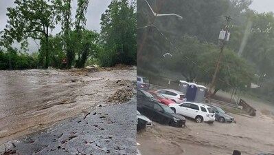 Flash flood warnings are in effectacross southeastern New York at present, including New York City (New York State Police/Facebook, @DanielleV1967/Twitter) Flash flood warnings are in effectacross southeastern New York at present, including New York City (New York State Police/Facebook, @DanielleV1967/Twitter)