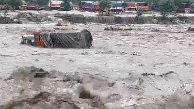The torrential monsoon downpours have triggered flash floods in Himachal. The torrential monsoon downpours have triggered flash floods in Himachal.