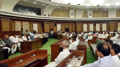 The meeting of ruling alliance legislators at Bihar assembly on Monday. (Santosh Kumar/HT) The meeting of ruling alliance legislators at Bihar assembly on Monday. (Santosh Kumar/HT)
