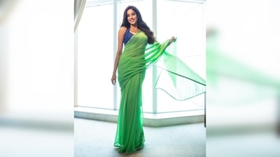 The Dhadak actor donned a sheer green saree featuring a thin embellished border. (Instagram/@janhvikapoor) The Dhadak actor donned a sheer green saree featuring a thin embellished border. (Instagram/@janhvikapoor)