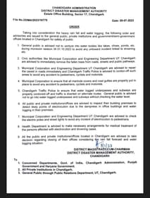 Chandigarh rain: The administration's notice issued of Sunday. Chandigarh rain: The administration's notice issued of Sunday.