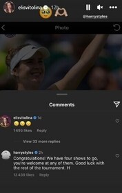 Elina Svitolina gets invited to Harry Styles concert Elina Svitolina gets invited to Harry Styles concert