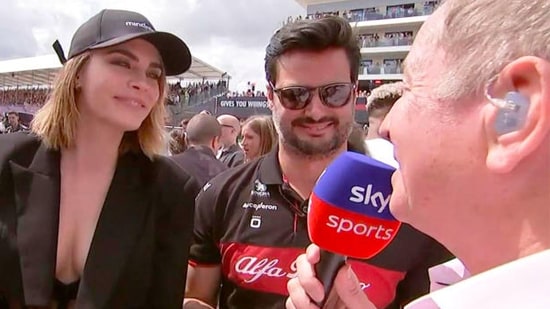 Martin Brundle attempts to interview Cara Delevingne at British Grand Prix