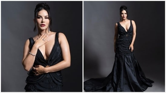 Sunny Leone recently took the internet by storm with her jaw-dropping photos in a gorgeous black frill layered gown worth more than Rs. 1.5 lakh.&nbsp;(Instagram/@sunnyleone)