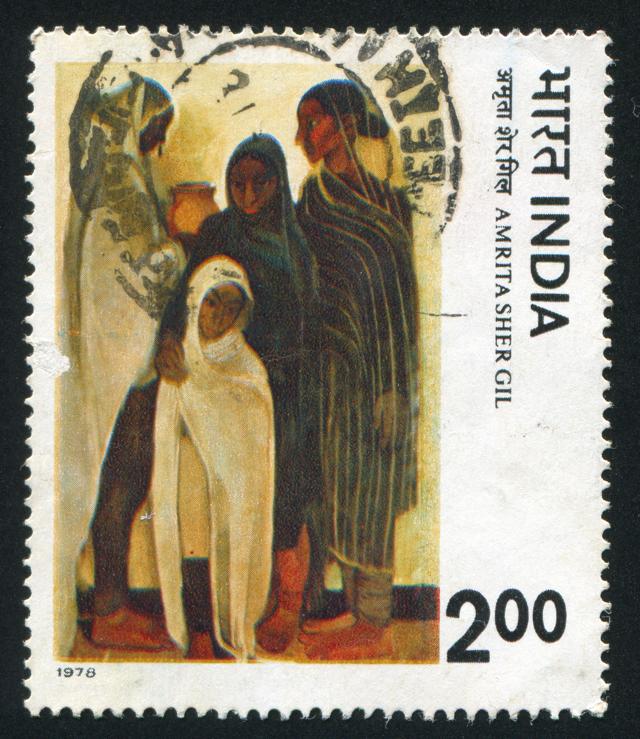 A stamp circa 1978 featuring Hill Women by Amrita Sher-Gil. (rook76 / Shutterstock)