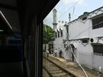 A broken window pane of Lucknow-bound Vande Bharat train (HT photo) A broken window pane of Lucknow-bound Vande Bharat train (HT photo)