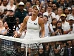 Czech Republic's Marketa Vondrousova celebrates winning her quarter final match against Jessica Pegula of the U.S.