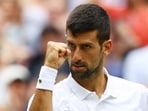Serbia's Novak Djokovic celebrates winning his fourth match against Poland's Hubert Hurkacz
